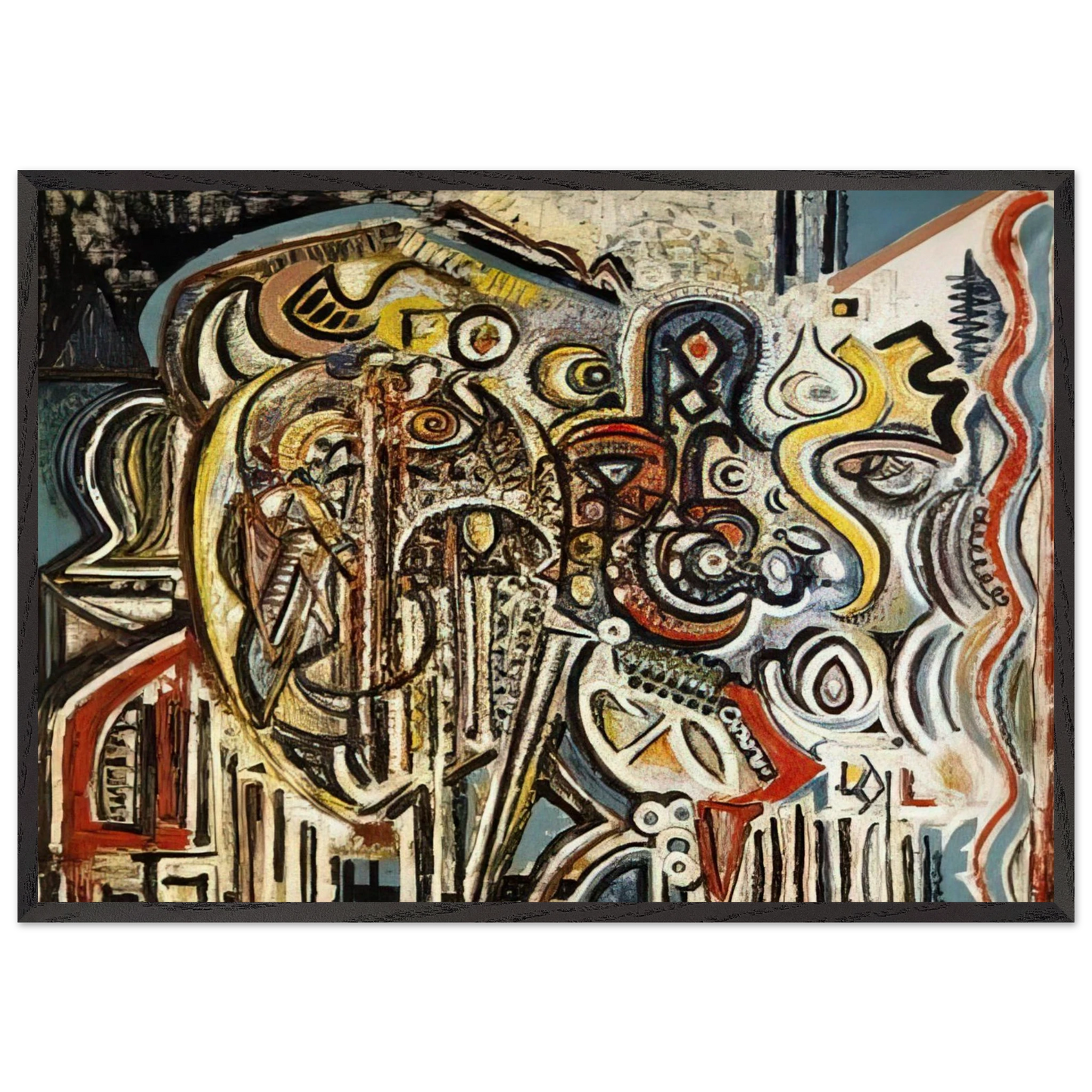 Portrait of Pegeen - Richard Pousette-Dart 70x100 cm / 28x40 inches Framed Art Print – Black Wooden Frame