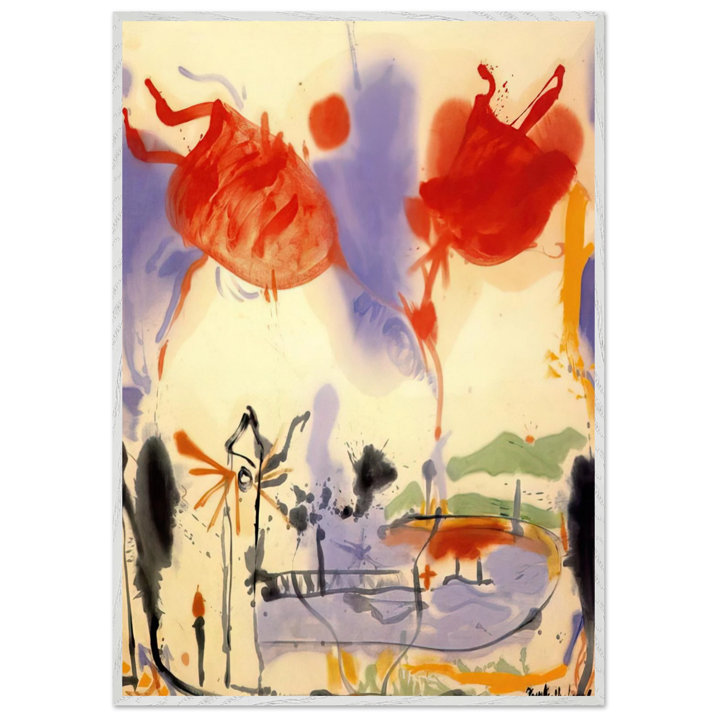 Helen Frankenthaler - Round Trip - 1957 Wall art - A3 (29.7 x 42 cm) - Premium Wooden Framed Poster With Fine Art Paper - Wood frame