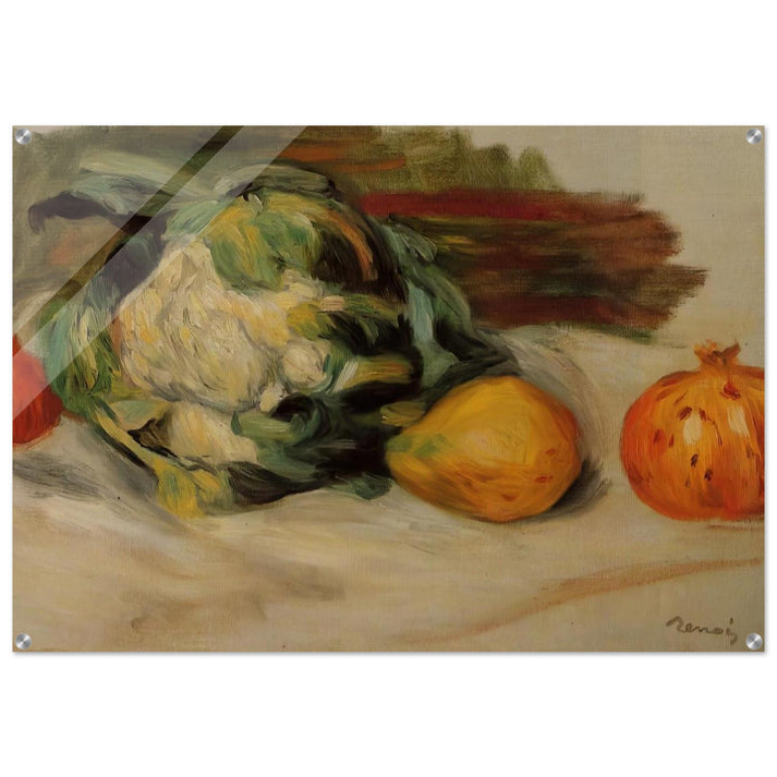 Cauliflower and Pomegranates - Pierre-Auguste Renoir Acrylic Print - 70x100 cm / 28x40″ inches | Pierre-Auguste Renoir Wall Art | Pierre-Auguste Renoir Prints
