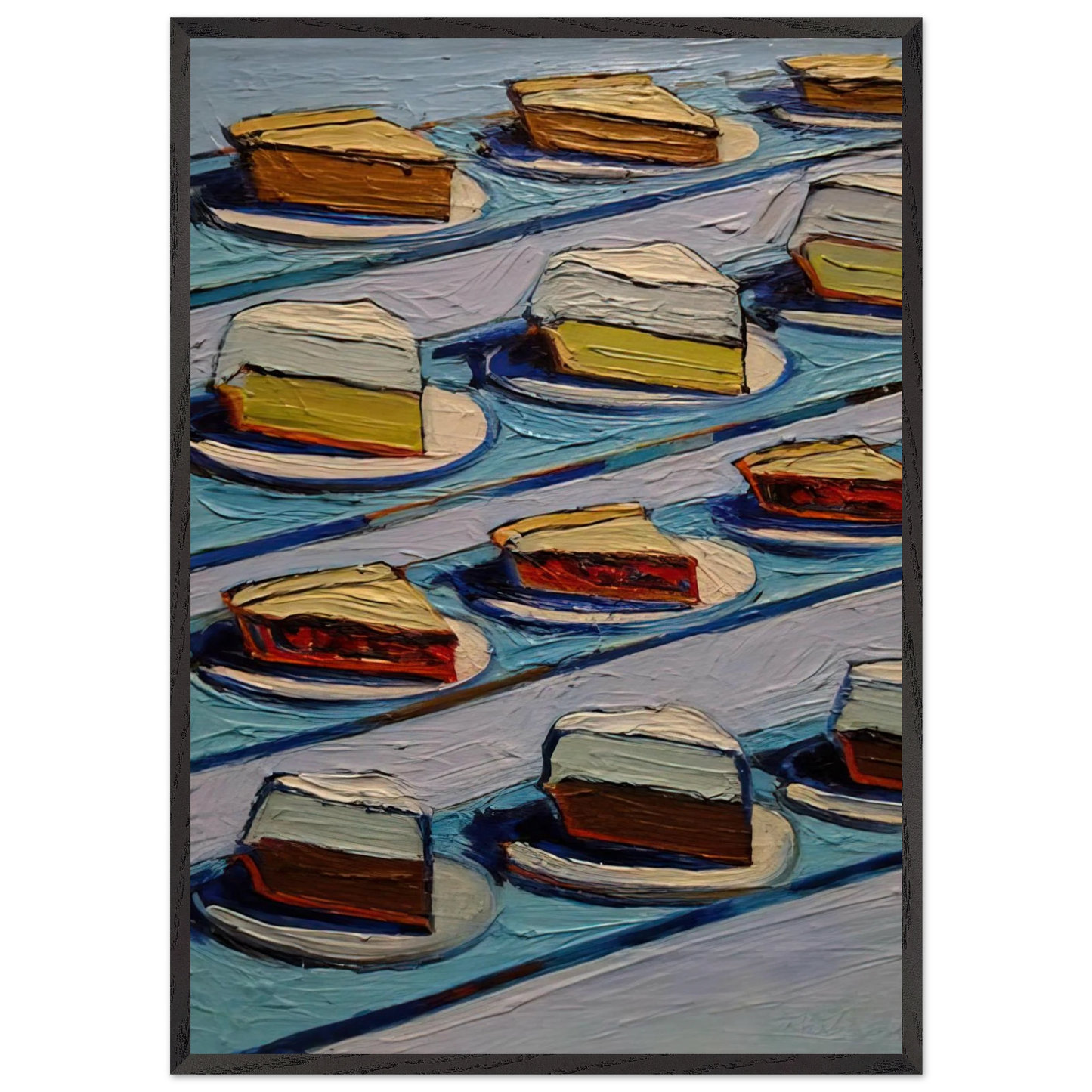 Refrigerator Pies - 1962 - Wayne Thiebaud Framed Art Print – Black Wooden Frame - Default Title - -Framed Art Print