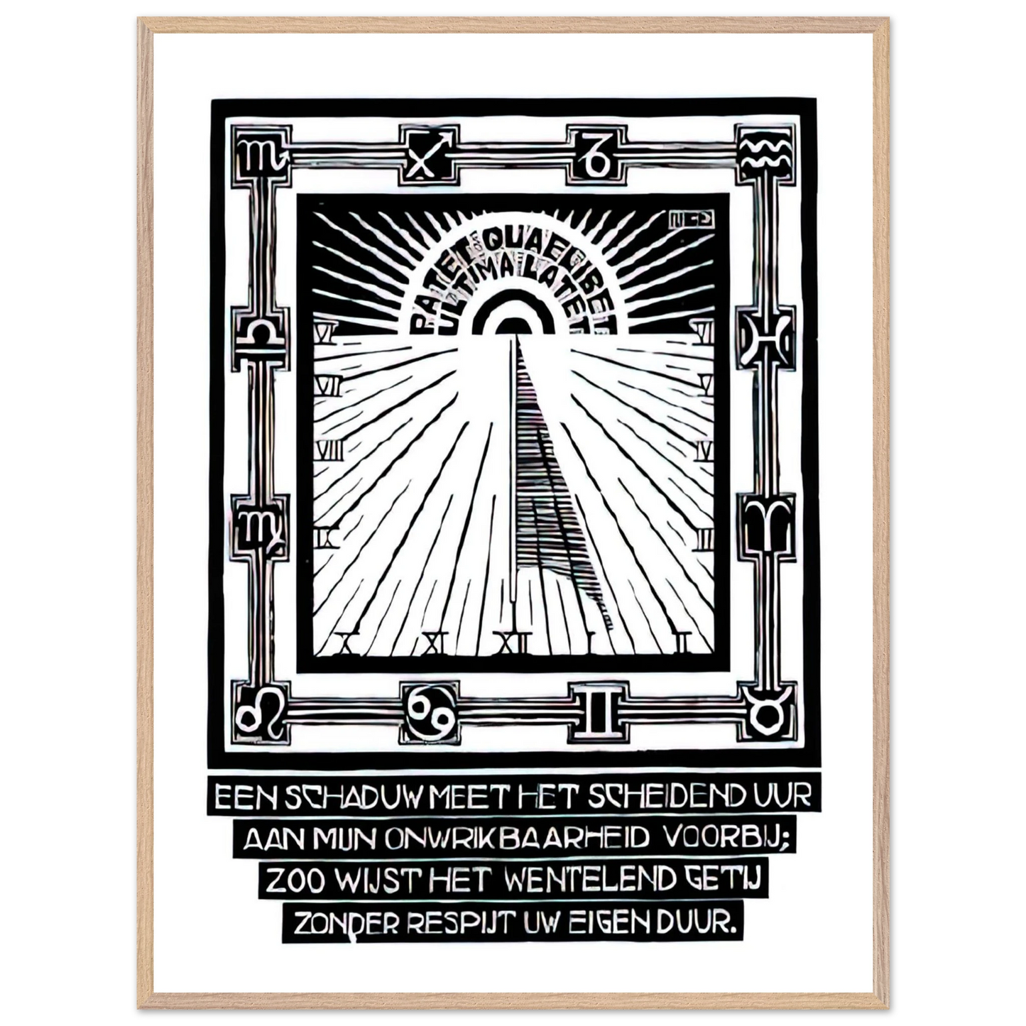 MC Escher - SUNDIAL XXIV EMBLEMATA REJECTED PLATE 1931 Wall Art - 60x80 cm / 24x32 inches - Premium Wooden Framed Poster With Fine Art Paper - Wood frame