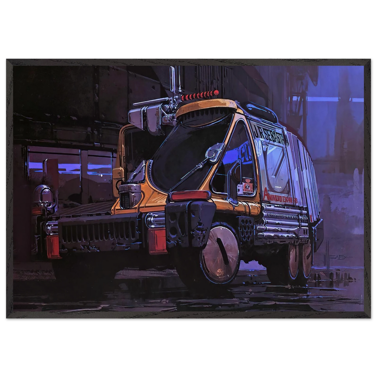 Syd Mead N13 - Syd Mead 70x100 cm / 28x40 inches Framed Art Print – Black Wooden Frame