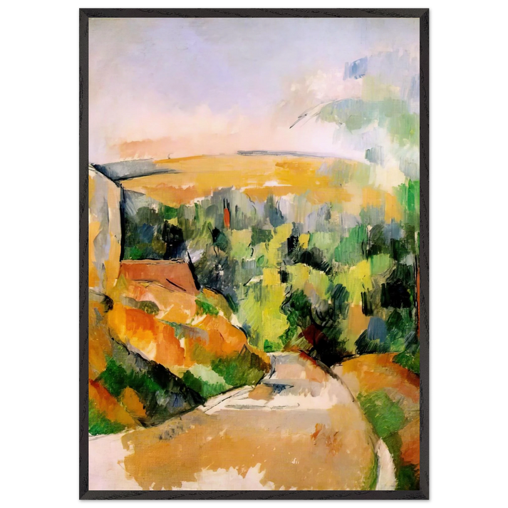The Bend in the road - Paul Cezanne 70x100 cm / 28x40 inches Framed Art Print – Black Wooden Frame