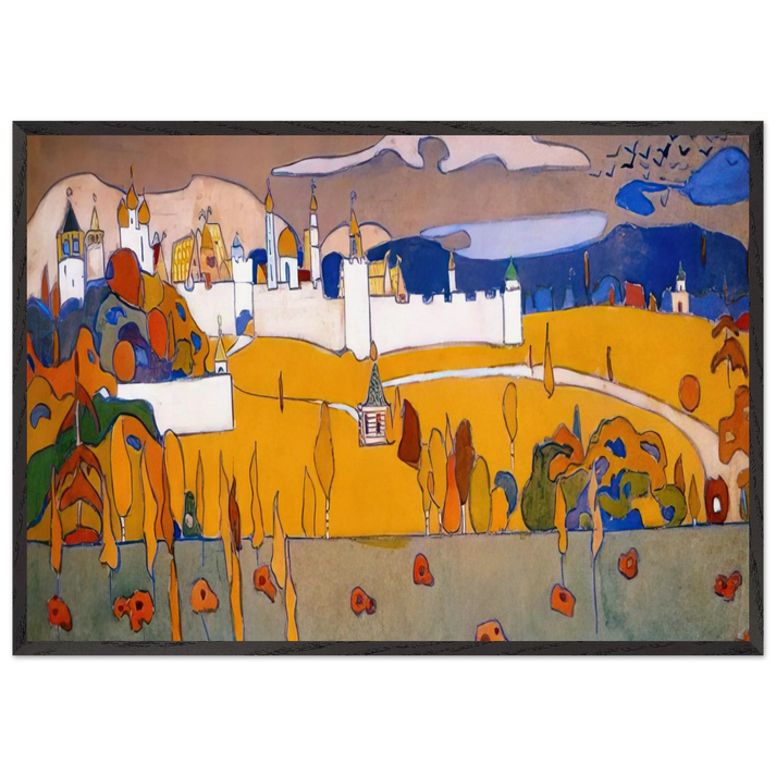 WALLED CITY IN AUTUMN LANDSCAPE 1902 - Wassily Kandinsky 70x100 cm / 28x40 inches Framed Art Print – Black Wooden Frame