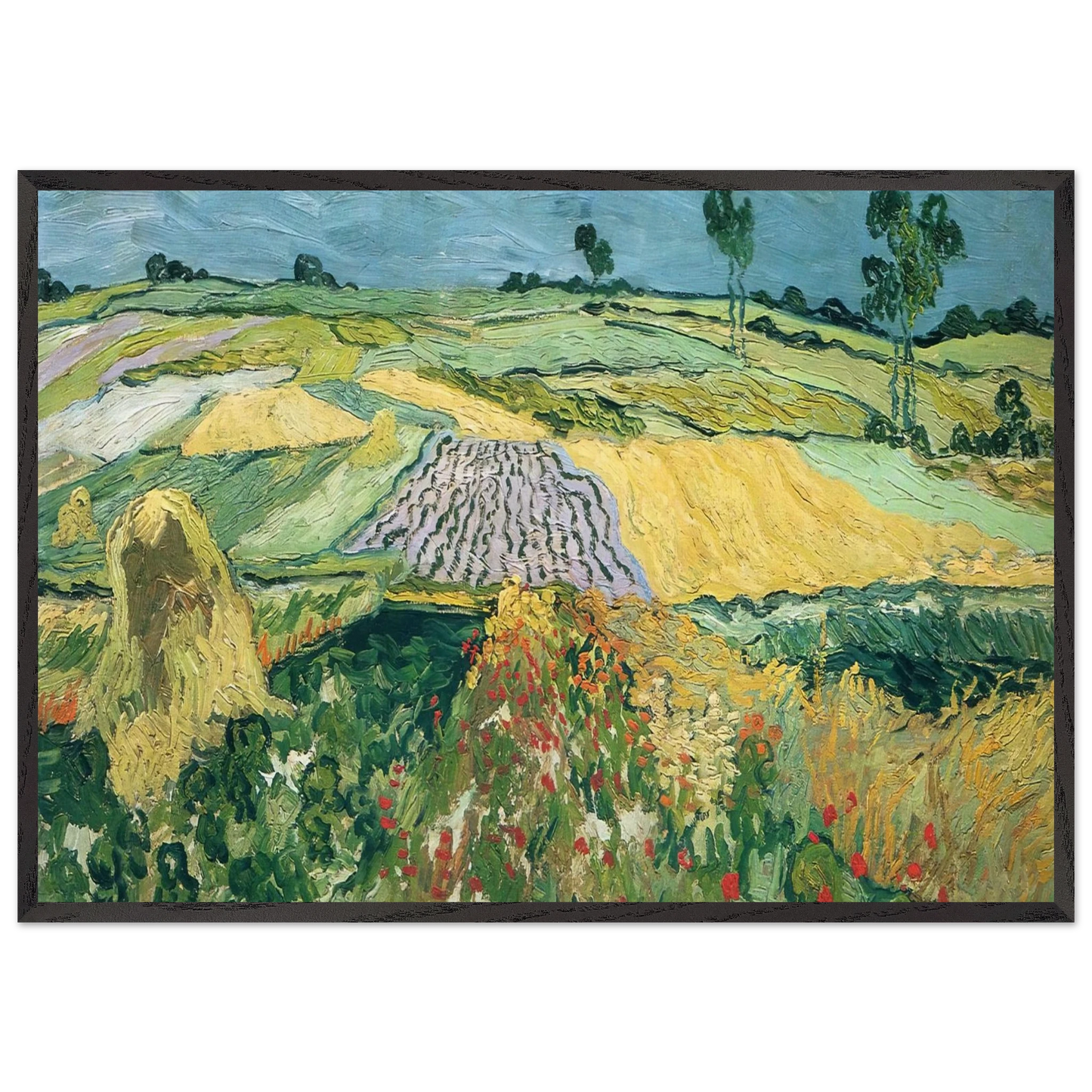 Wheatfields - Vincent van Gogh Framed Art Print – Black Wooden Frame - Default Title - -Framed Art Print