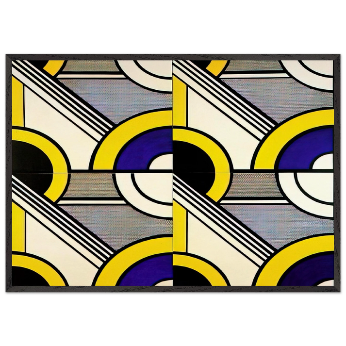 MODULAR PAINTING WITH FOUR PANELS 1 1969 - Roy Lichtenstein 70x100 cm / 28x40 inches Framed Art Print – Black Wooden Frame