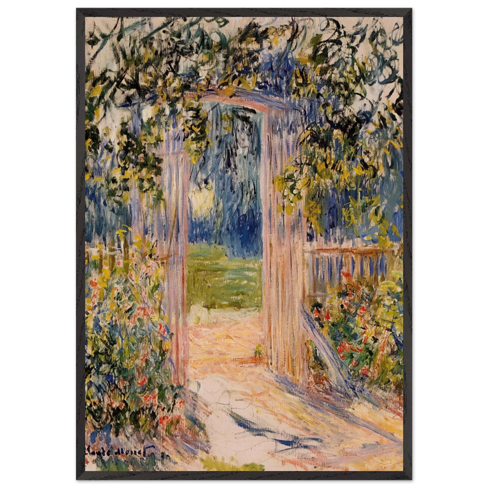 The Garden Gate - claude monet 70x100 cm / 28x40 inches Framed Art Print – Black Wooden Frame