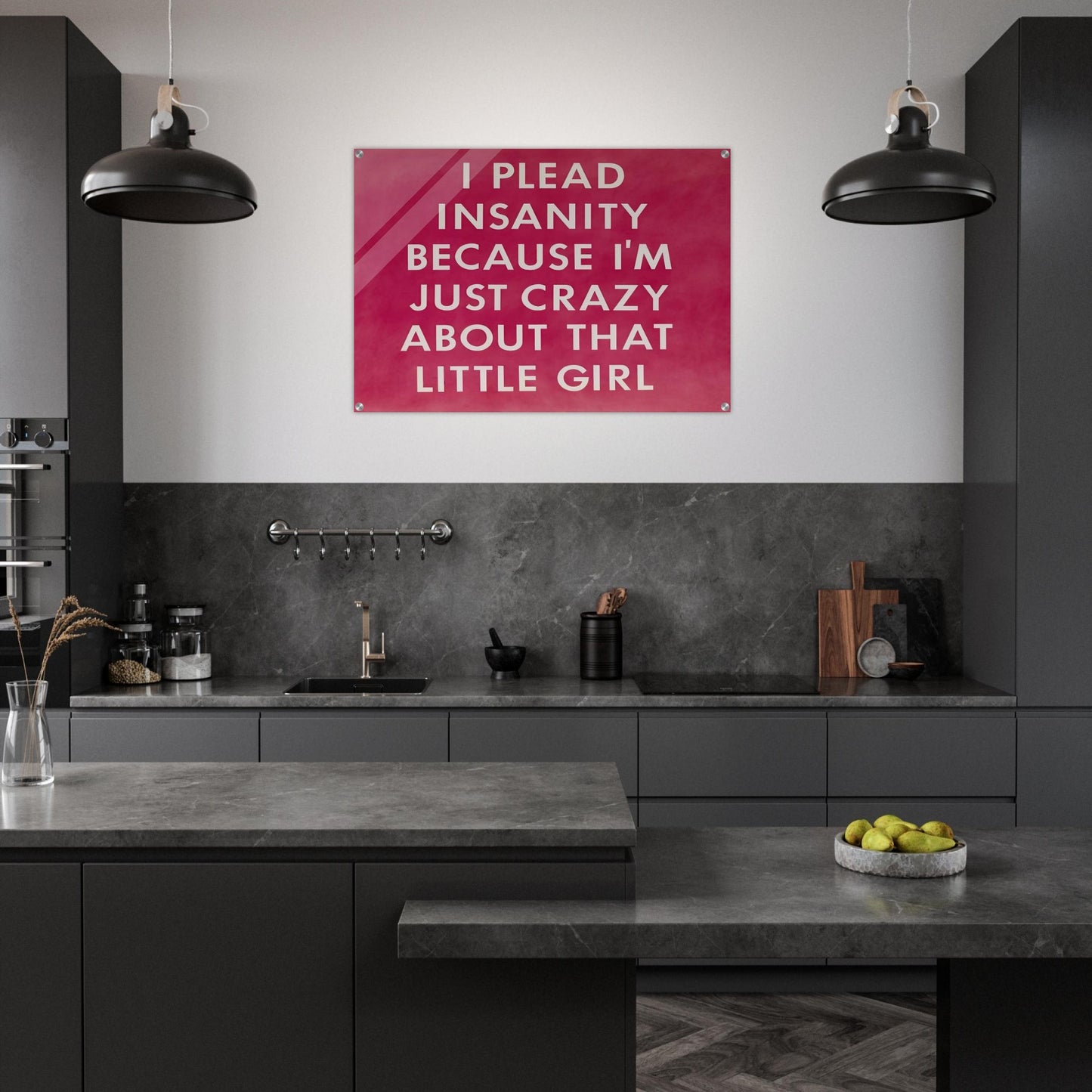 I PLEAD INSANITY BECAUSE I M JUST CRAZY ABOUT THAT GIRL 1976 - Edward Ruscha Acrylic Print - 70x100 cm / 28x40″ inches