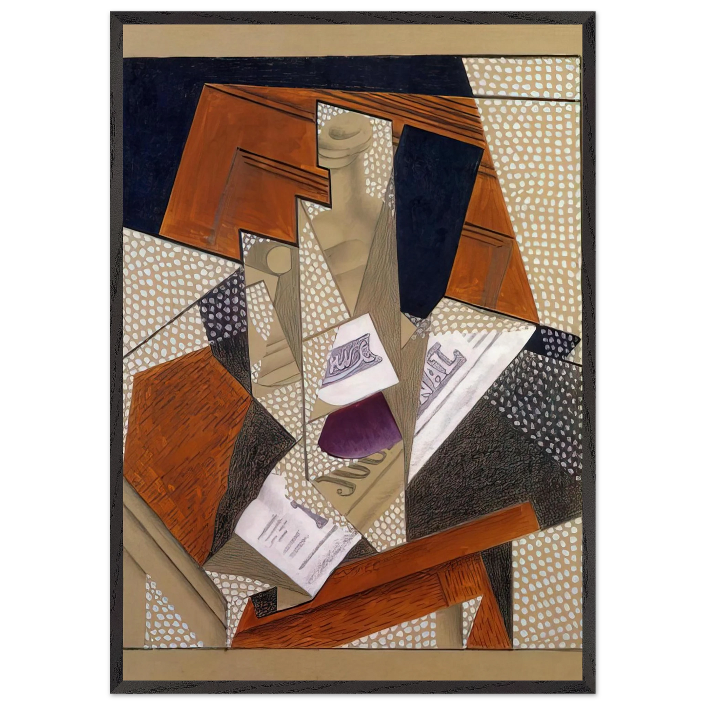 BOTTLE - Juan Gris 70x100 cm / 28x40 inches Framed Art Print – Black Wooden Frame