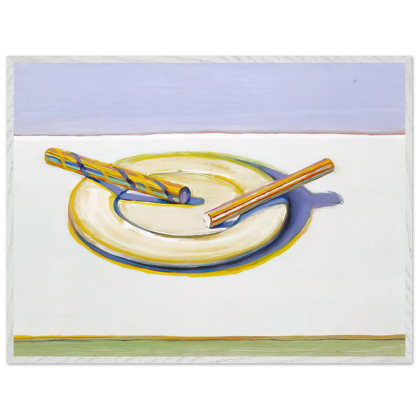 Wayne Thiebaud - Two Candy Sticks - 2004 Wall Art - 60x80 cm / 24x32 inches - Premium Wooden Framed Poster With Fine Art Paper - Wood frame