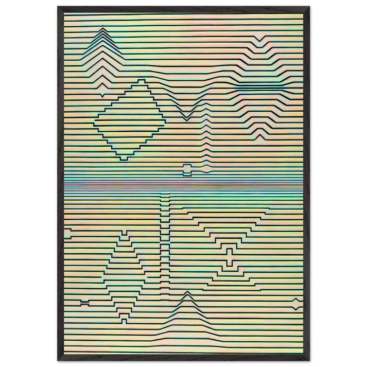 Birth N1 - Victor Vasarely 70x100 cm / 28x40 inches Framed Art Print – Black Wooden Frame