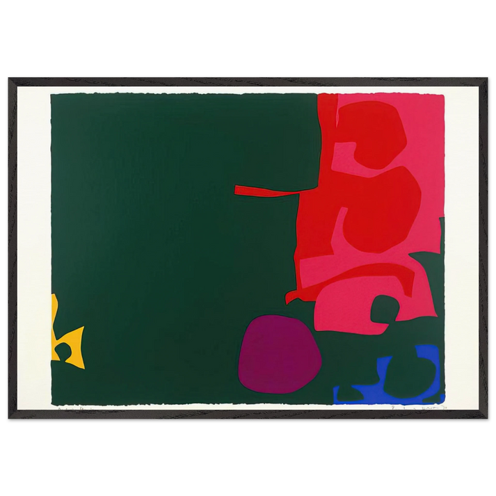Interlocking Scarlet and Pink in Deep Green - 1970 - Patrick Heron 70x100 cm / 28x40 inches Framed Art Print – Black Wooden Frame
