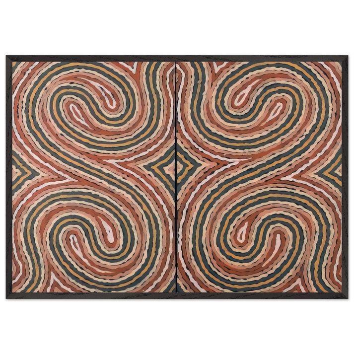 Worm Dreaming - 1999 - Clifford Possum Tjapaltjarri 70x100 cm / 28x40 inches Framed Art Print – Black Wooden Frame