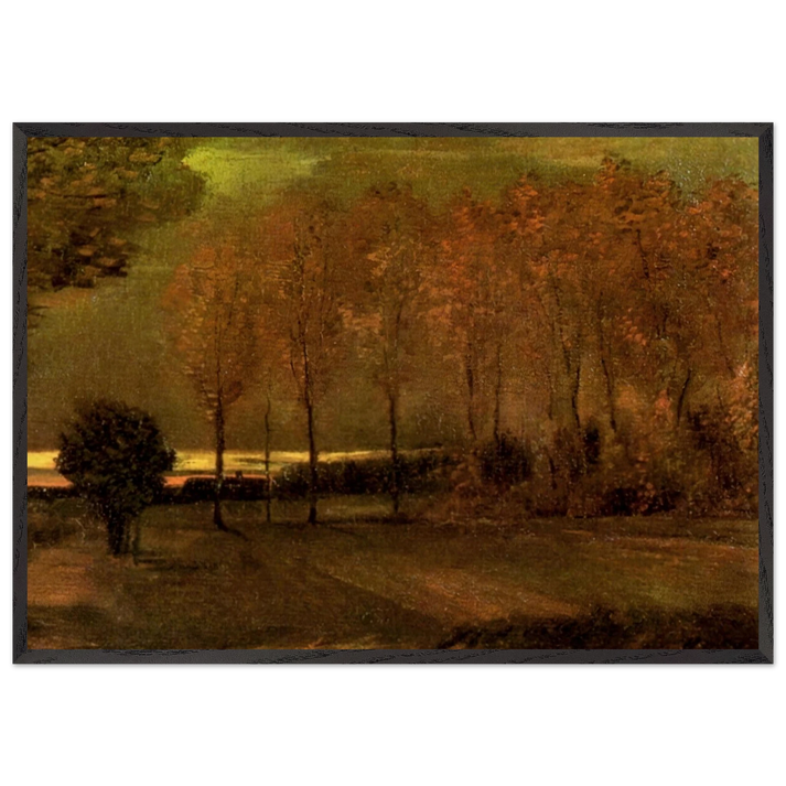 Autumn Landscape at Dusk - Vincent van Gogh 70x100 cm / 28x40 inches Framed Art Print – Black Wooden Frame