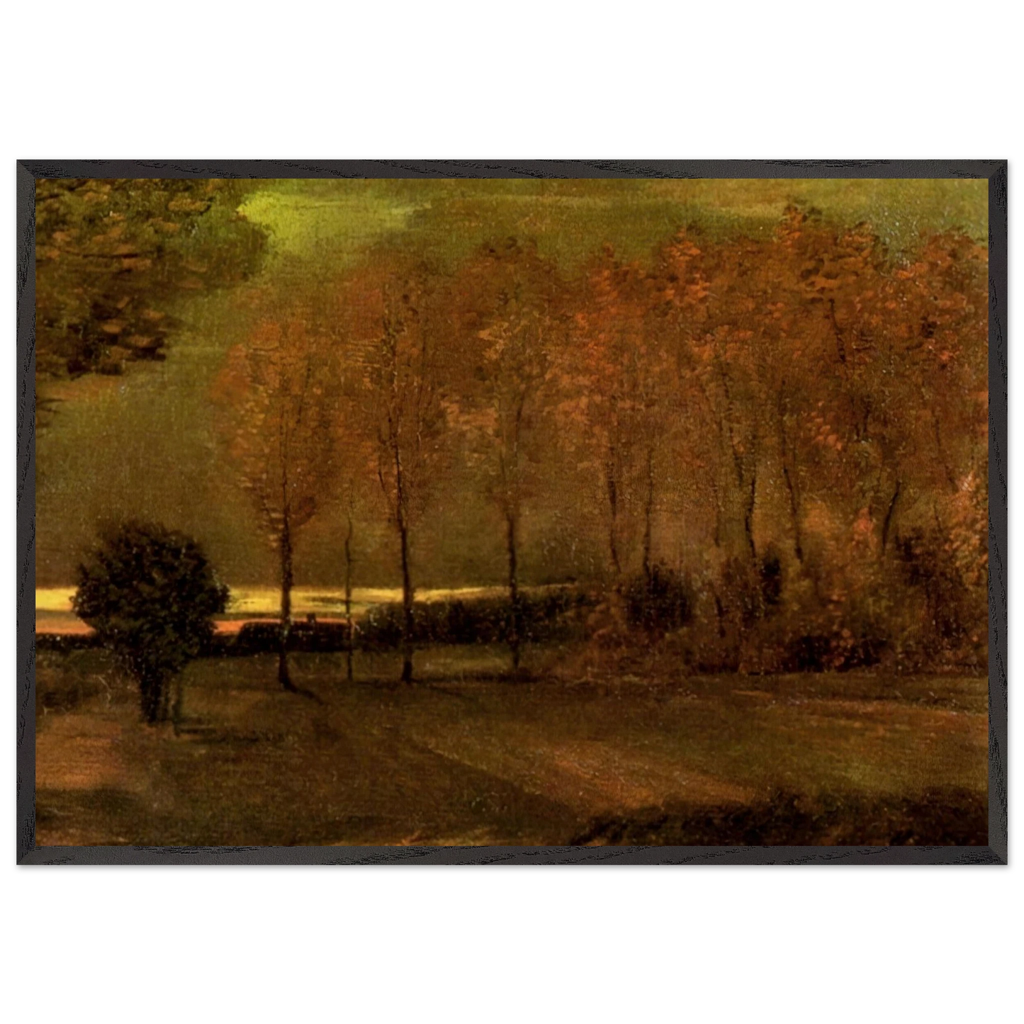 Autumn Landscape at Dusk - Vincent van Gogh Framed Art Print – Black Wooden Frame - Default Title - -Framed Art Print
