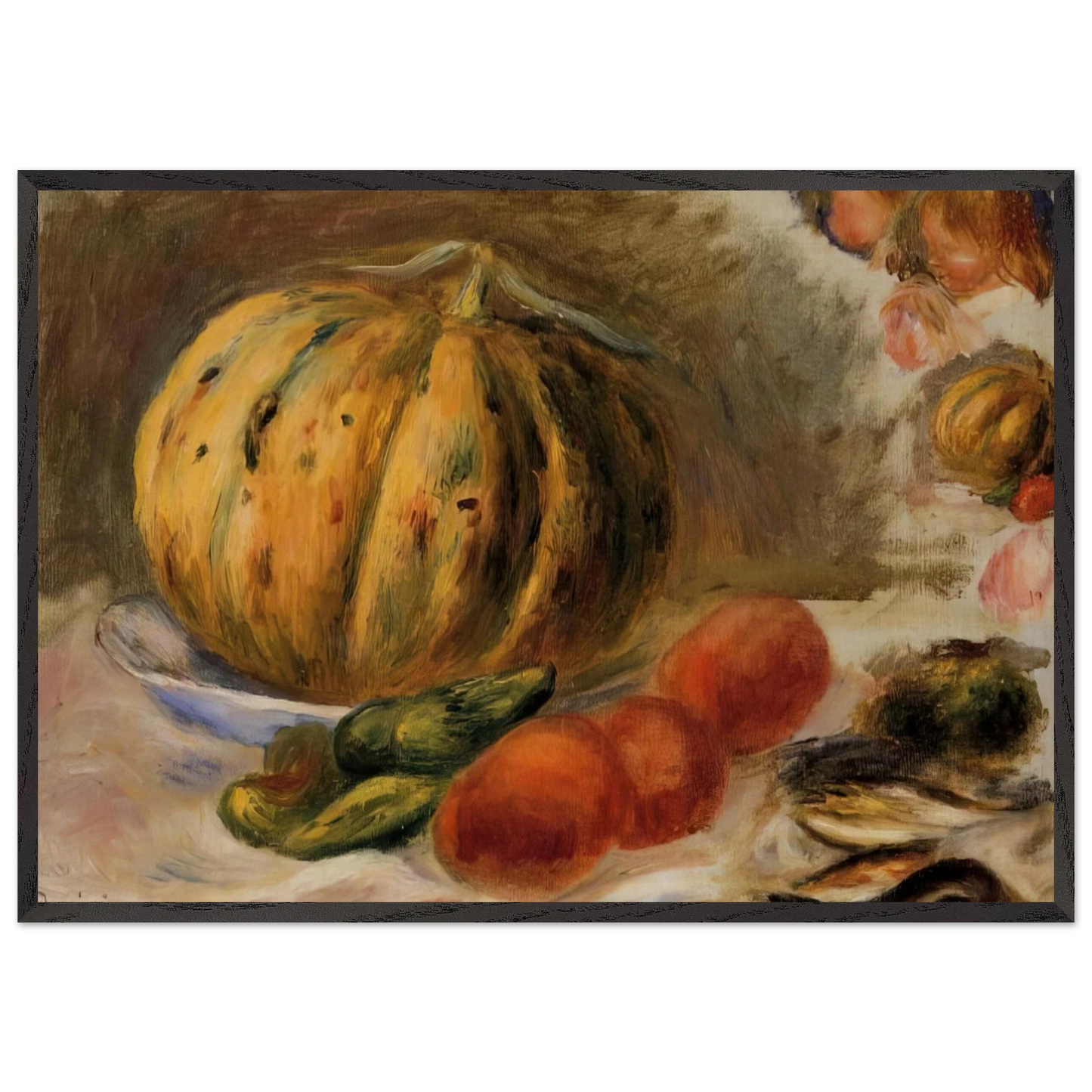 Melon and Tomatos - Pierre-Auguste Renoir 70x100 cm / 28x40 inches Framed Art Print – Black Wooden Frame