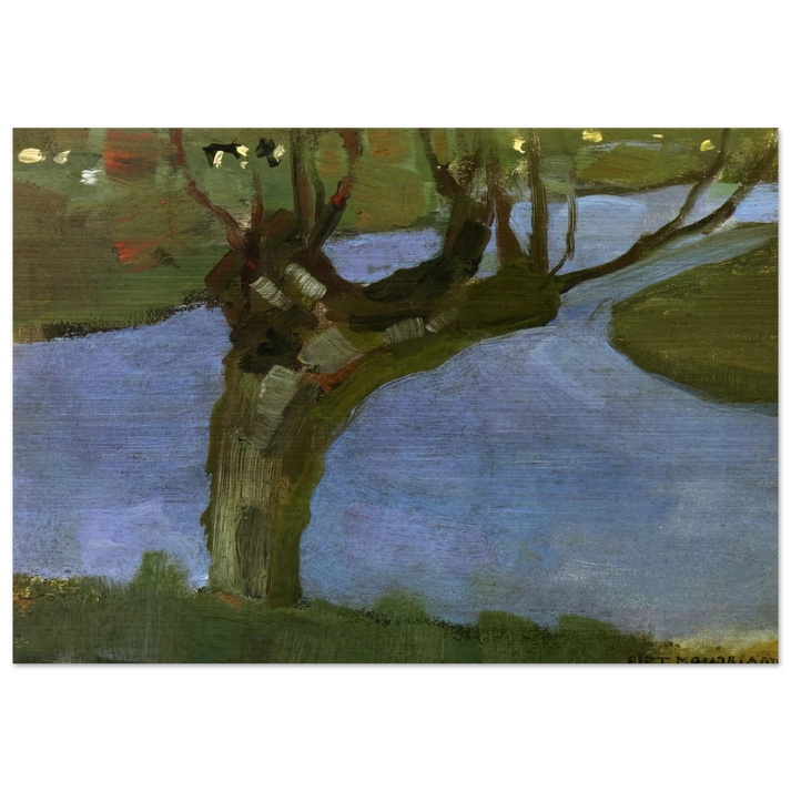 Irrigation Ditch with Mature Willow - Piet Mondrian Brushed Aluminum Print - 70x100 cm / 28x40 inches | Piet Mondrian Aluminum Print | Piet Mondrian Prints