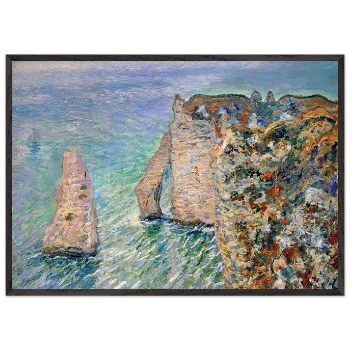 The Rock Needle and the Porte dAval - claude monet 70x100 cm / 28x40 inches Framed Art Print – Black Wooden Frame