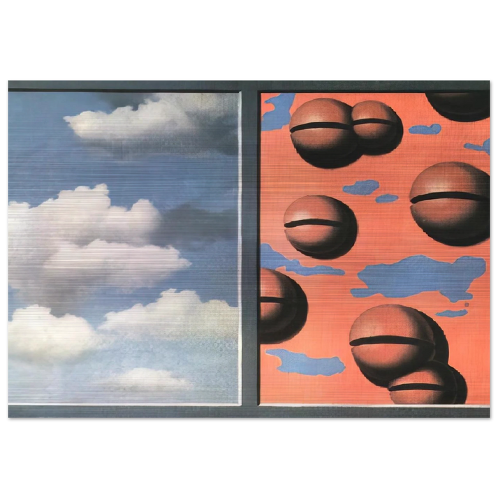 PINK BELLES TATTERED SKIES 1930 - Rene Magritte Brushed Aluminum Print - 70x100 cm / 28x40 inches | Rene Magritte Aluminum Print | Rene Magritte Prints