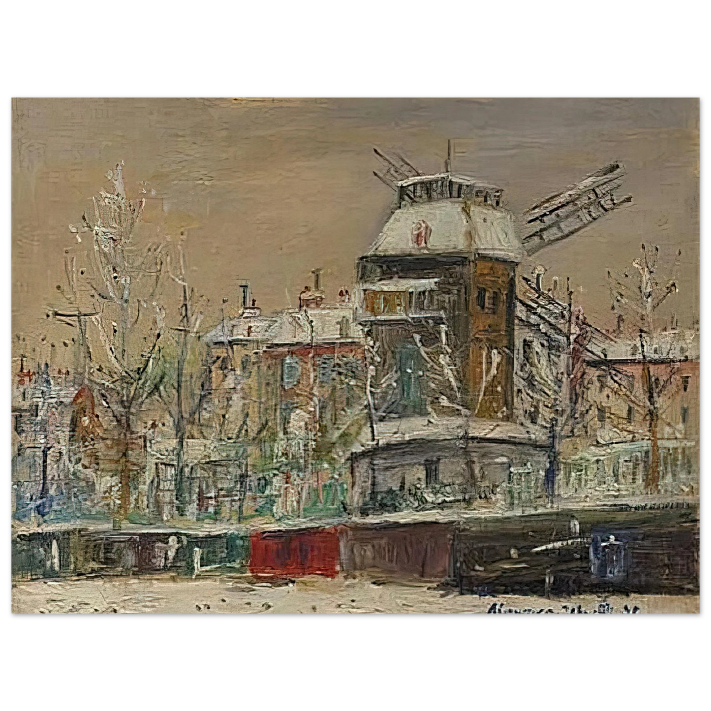 Maurice Utrillo - MOULIN DE LA GALETTE UNDER THE SNOW 1 Fine Art Poster - Default Title
