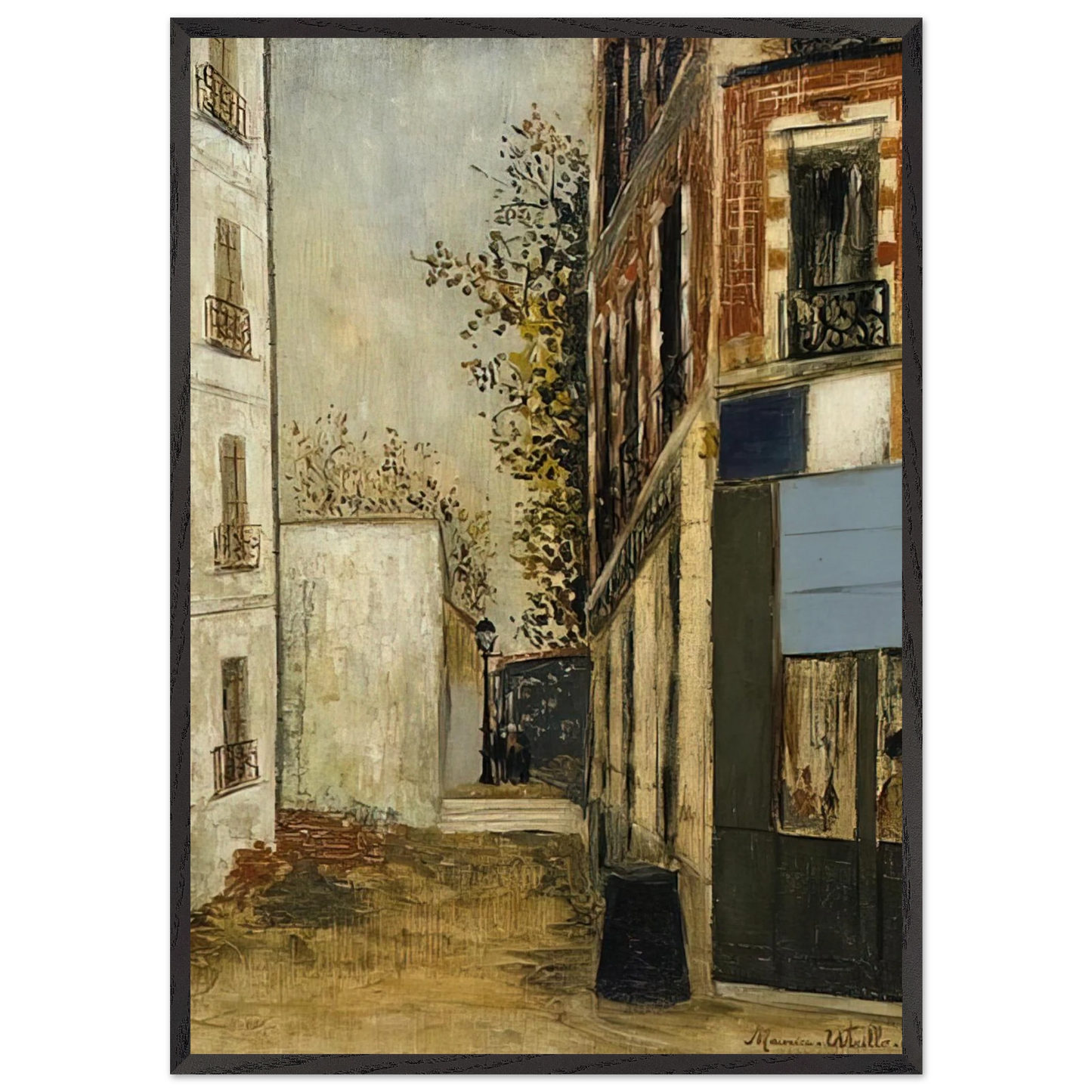 CABARE BELLE GABRIELLE - Maurice Utrillo 70x100 cm / 28x40 inches Framed Art Print – Black Wooden Frame