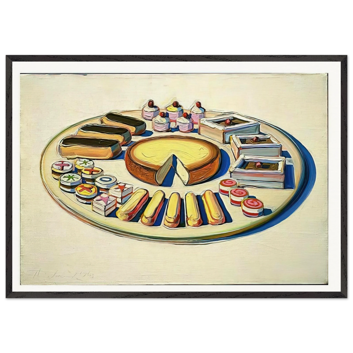 French Pastries - 1963 - Wayne Thiebaud 70x100 cm / 28x40 inches Framed Art Print – Black Wooden Frame