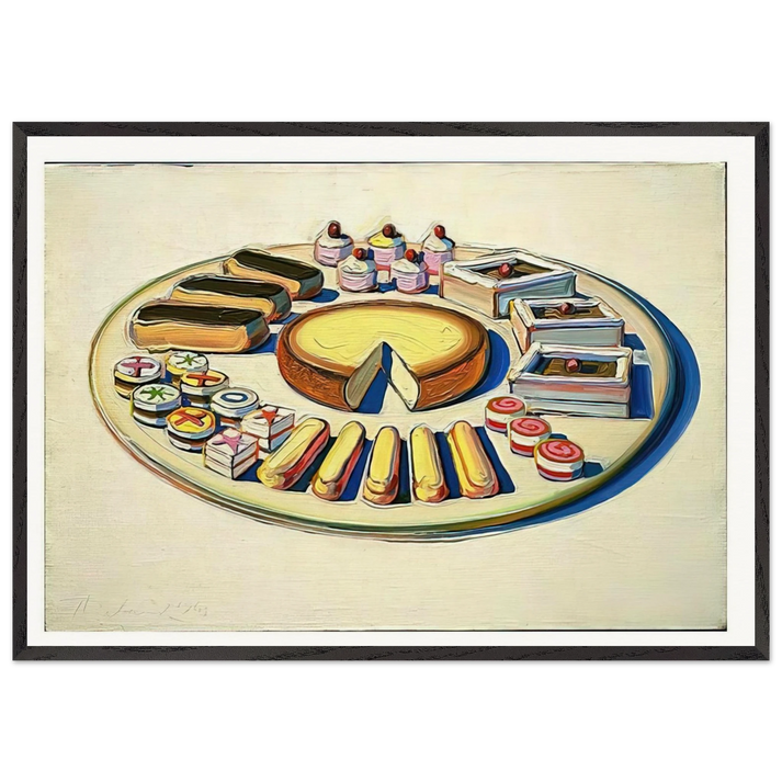 French Pastries - 1963 - Wayne Thiebaud 70x100 cm / 28x40 inches Framed Art Print – Black Wooden Frame