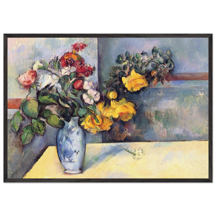 Still Life Flowers in a Vase - Paul Cezanne 70x100 cm / 28x40 inches Framed Art Print – Black Wooden Frame