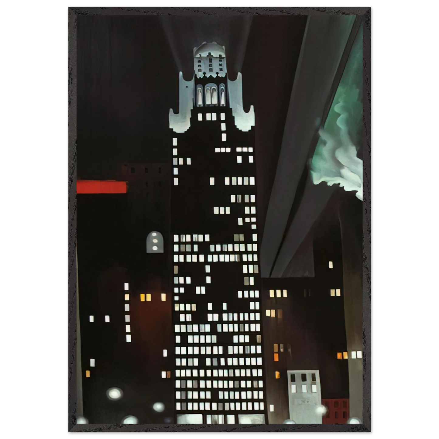 Radiator Building - Night New York - Georgia OKeeffe 70x100 cm / 28x40 inches Framed Art Print – Black Wooden Frame