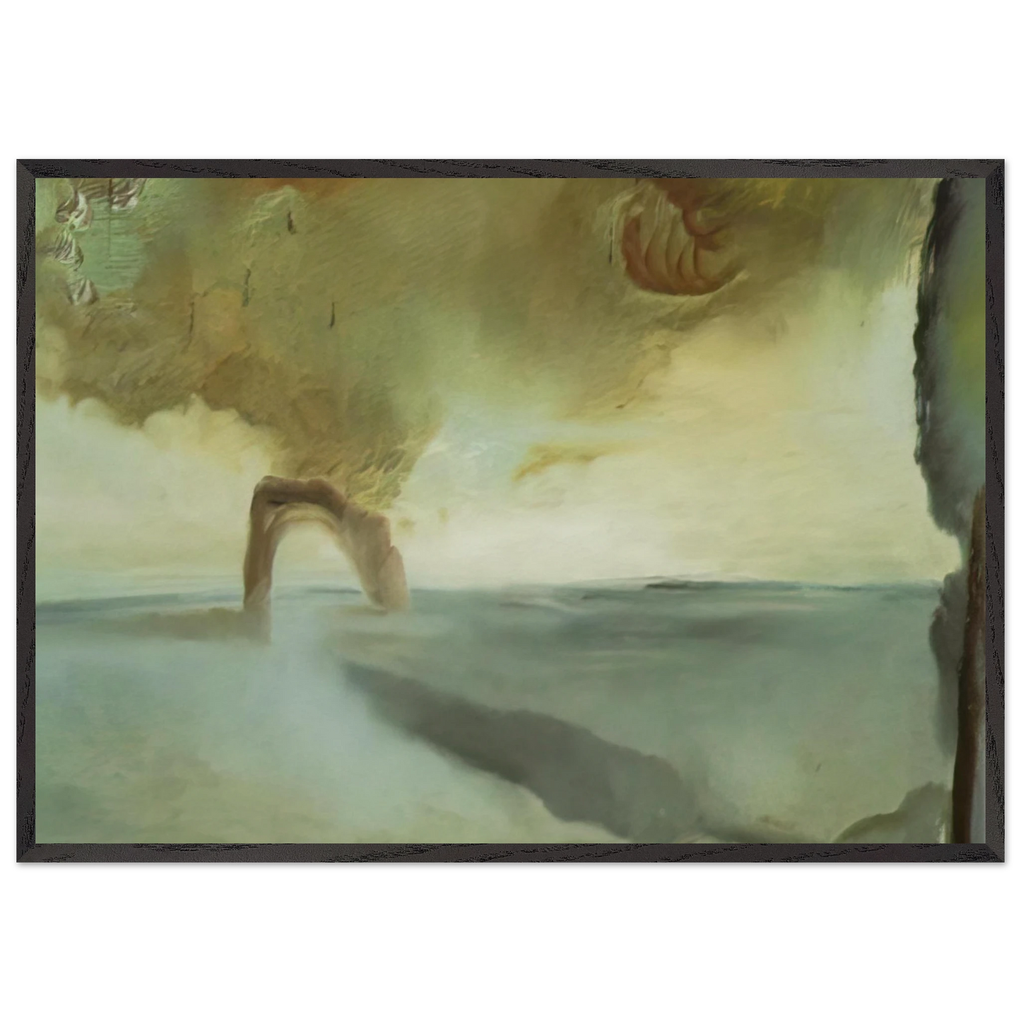 LANDSCAPE WITH ROCK IN THE SHAPE OF A TRIUMPHAL ARCH - Salvador Dali Framed Art Print – Black Wooden Frame - Default Title - -Framed Art Print