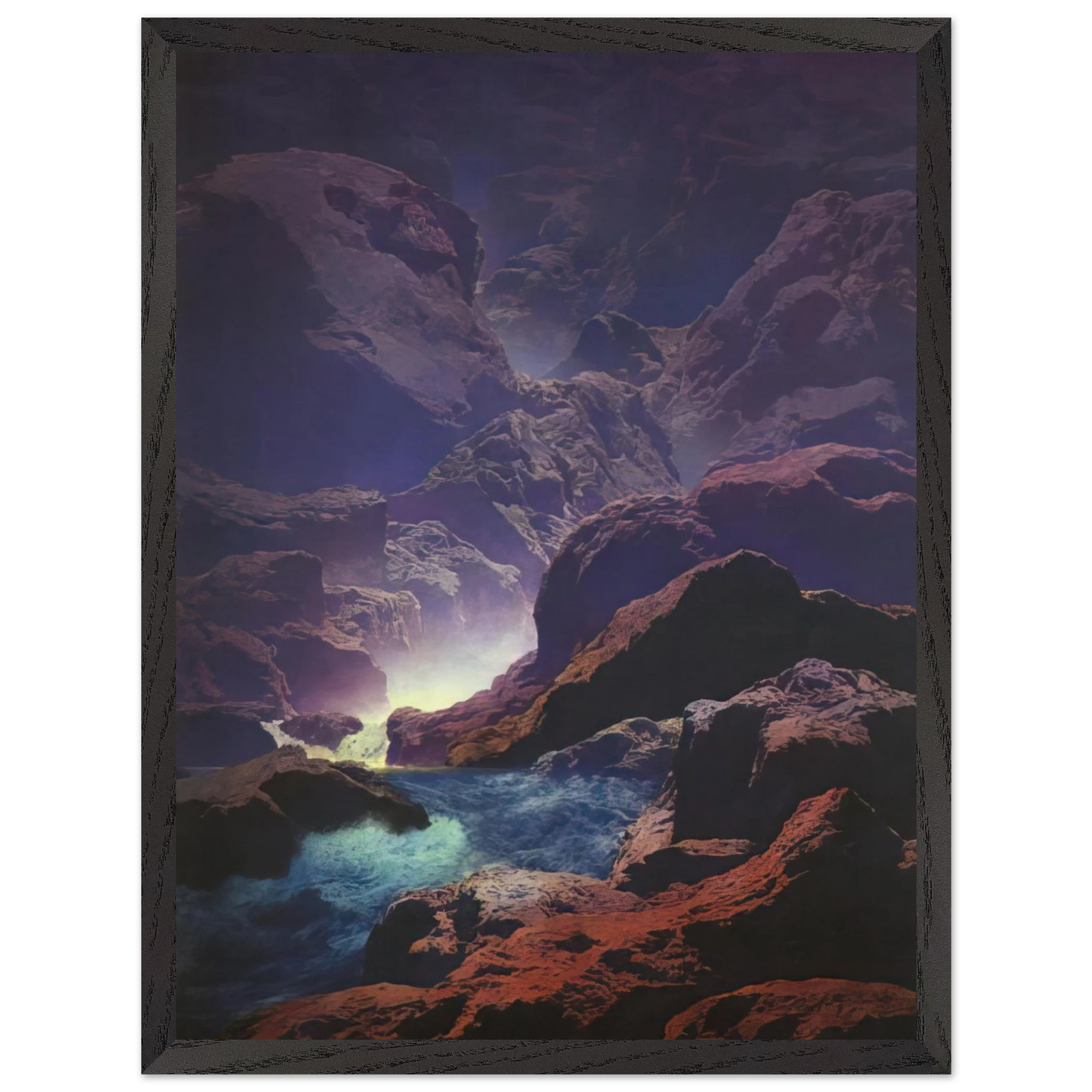 Maxfield Parrish - Moonlight Wall Art - 21x29.7 cm / 8x12" - Premium Wooden Framed Poster With Fine Art Paper-canvas - Black frame