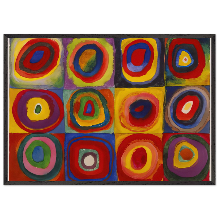 COLOR STUDY SQUARES WITH CONCENTRIC CIRCLES 1913 - Wassily Kandinsky 70x100 cm / 28x40 inches Framed Art Print – Black Wooden Frame
