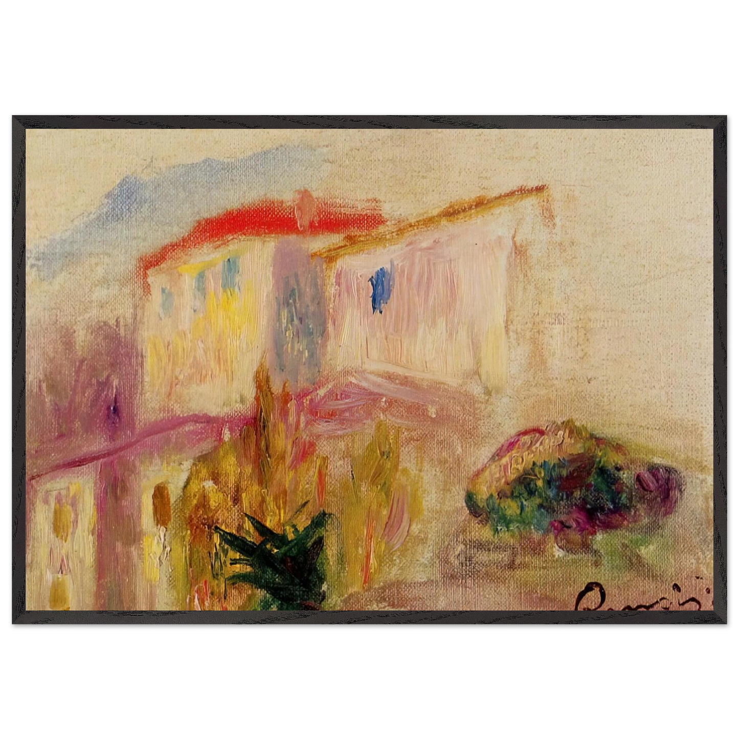 Le Poste at Cagnes study - Pierre-Auguste Renoir 70x100 cm / 28x40 inches Framed Art Print – Black Wooden Frame