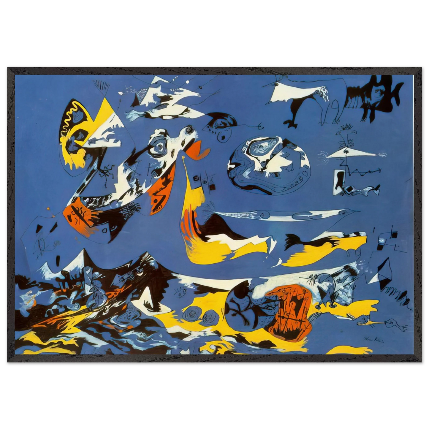 BLUE MOBY DICK - Jackson Pollock 70x100 cm / 28x40 inches Framed Art Print – Black Wooden Frame