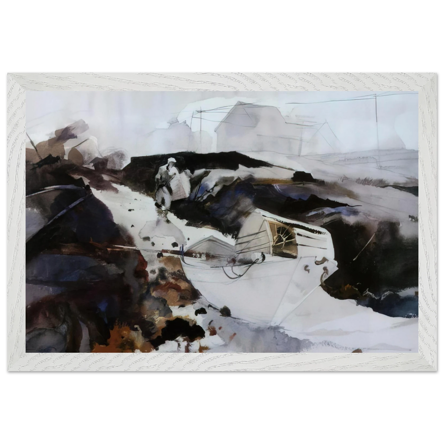 Andrew Wyeth - THE WHITE DORY 1941 Wall Art - 60x80 cm / 24x32 inches - Premium Wooden Framed Poster With Fine Art Paper-canvas - Wood frame