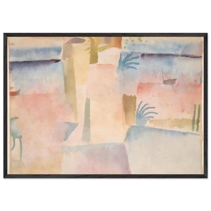 VIEW TOWARDS THE PORT OF HAMMAMET 1914 - Paul Klee 70x100 cm / 28x40 inches Framed Art Print – Black Wooden Frame