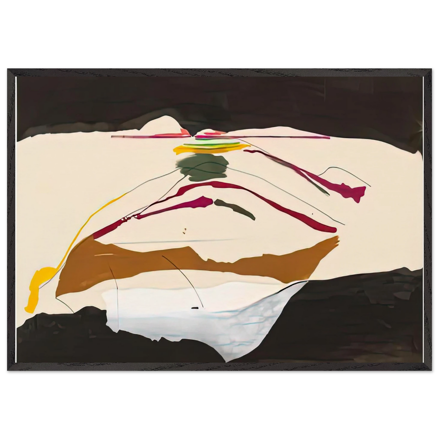 New Paths 1973- - Helen Frankenthaler 70x100 cm / 28x40 inches Framed Art Print – Black Wooden Frame