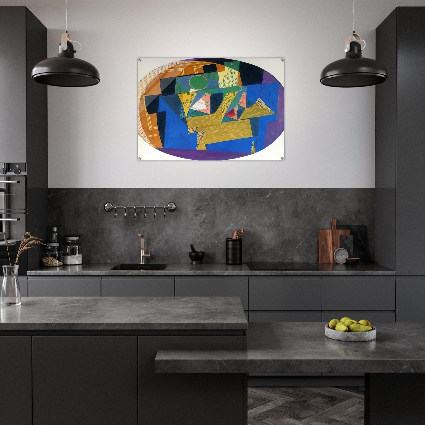 FRUIT BOWL WITH BOTTLE - Juan Gris Acrylic Print - 70x100 cm / 28x40″ inches