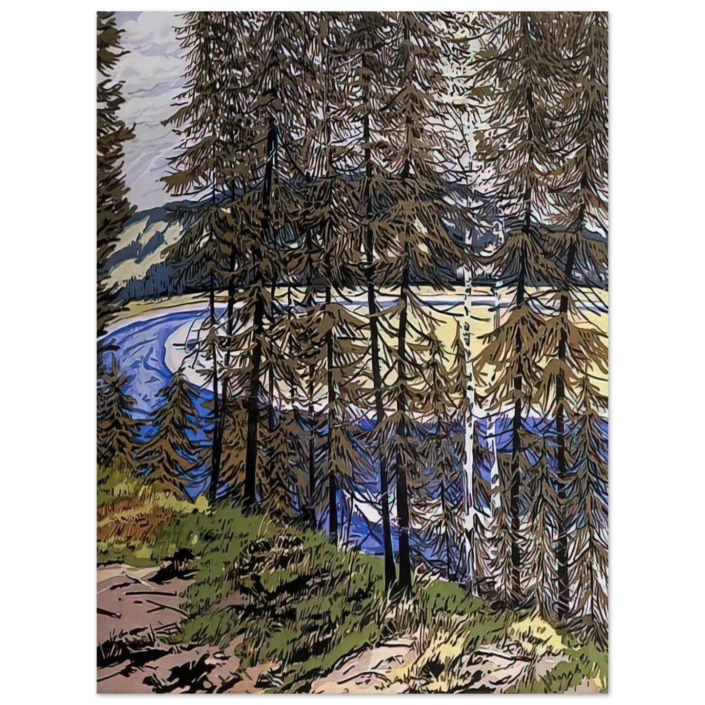 Neil Welliver - Synthetic Blue St. John - 2000 Fine Art Poster - Default Title