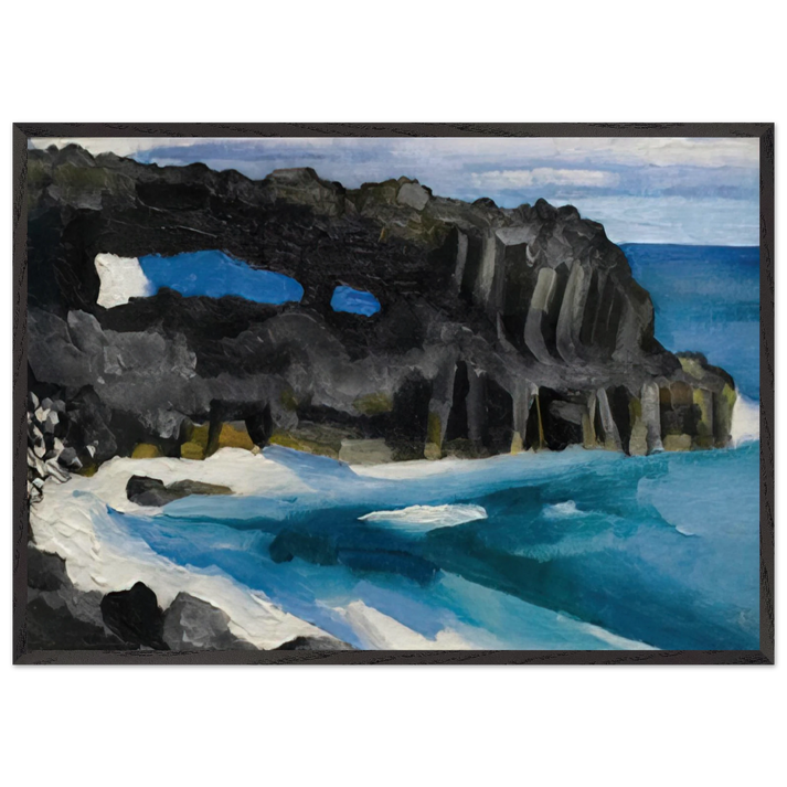 Black Lava Bridge Hana Coast-No II - Georgia OKeeffe 70x100 cm / 28x40 inches Framed Art Print – Black Wooden Frame
