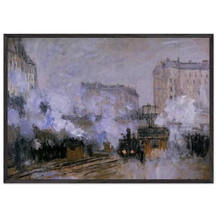 Saint-Lazare Station Arrival of a Train - claude monet 70x100 cm / 28x40 inches Framed Art Print – Black Wooden Frame