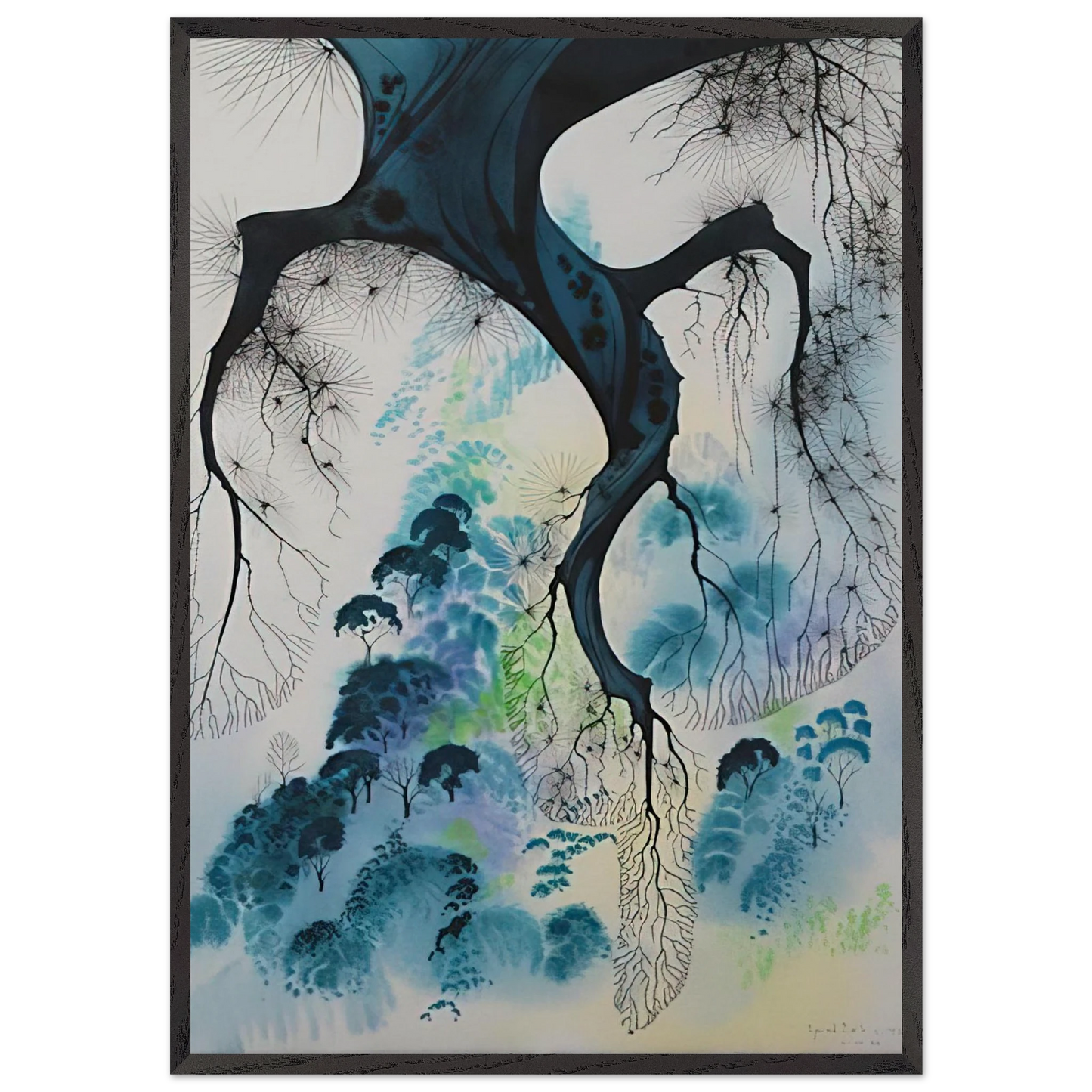 Coastline - Eyvind Earle 70x100 cm / 28x40 inches Framed Art Print – Black Wooden Frame