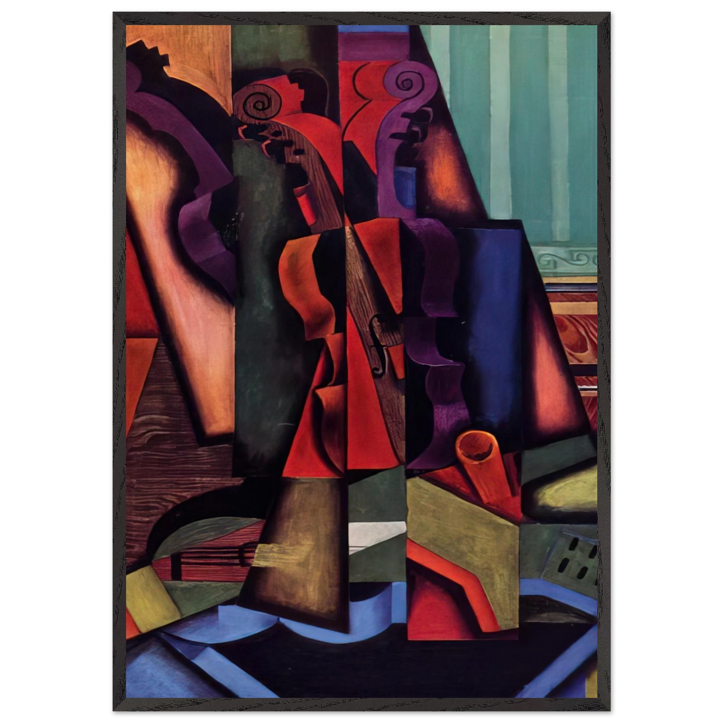VIOLIN AND GUITAR 1913 - Juan Gris 70x100 cm / 28x40 inches Framed Art Print – Black Wooden Frame