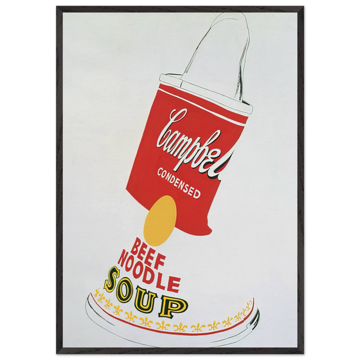 Crushed Campbells Soup Can Beef Noodle - Andy Warhol 70x100 cm / 28x40 inches Framed Art Print – Black Wooden Frame