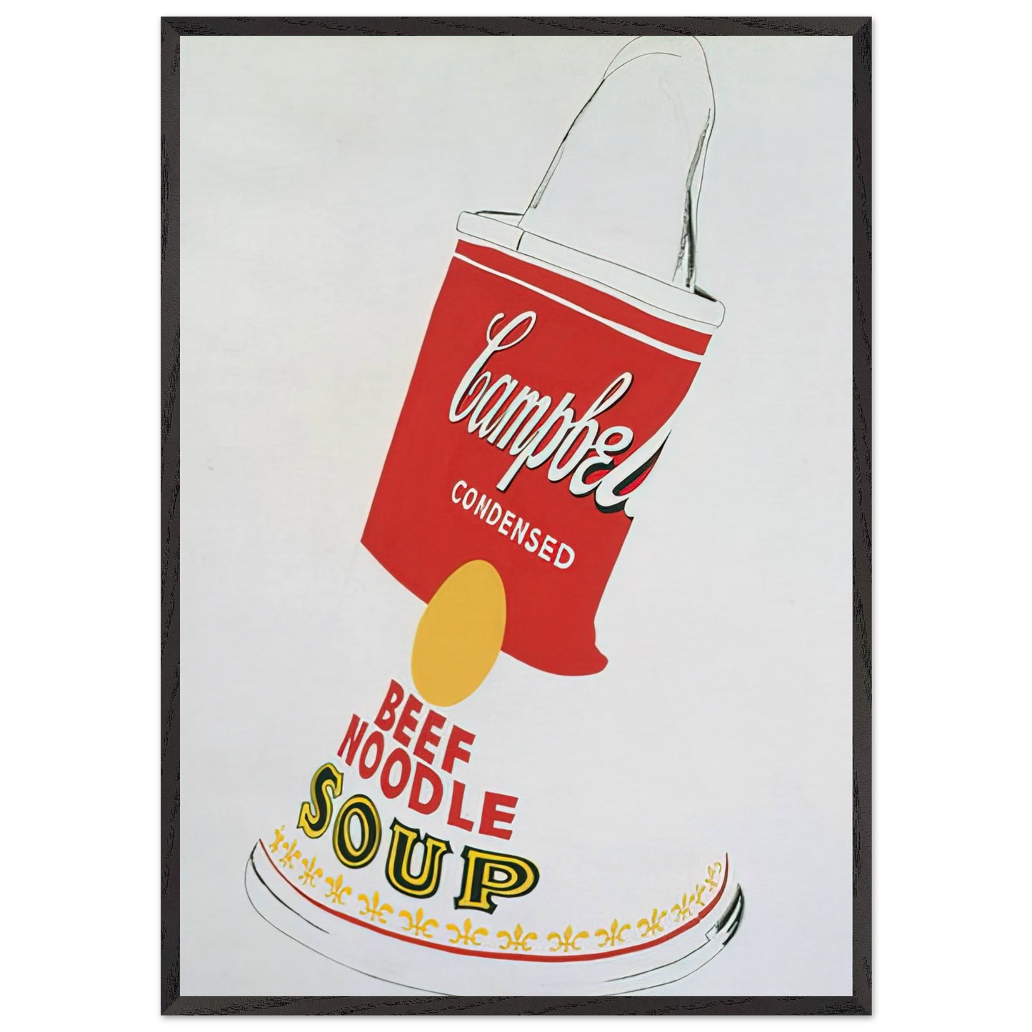 Crushed Campbells Soup Can Beef Noodle - Andy Warhol 70x100 cm / 28x40 inches Framed Art Print – Black Wooden Frame