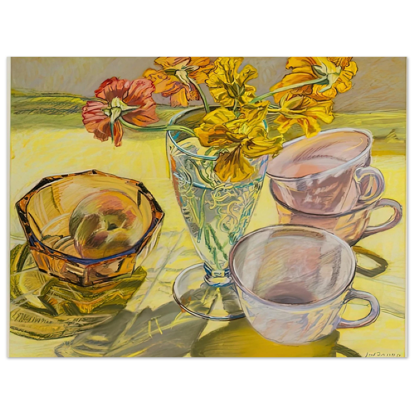 Janet Fish - NASTURTIUMS AND PINK CUPS 1981 Fine Art Poster - Default Title