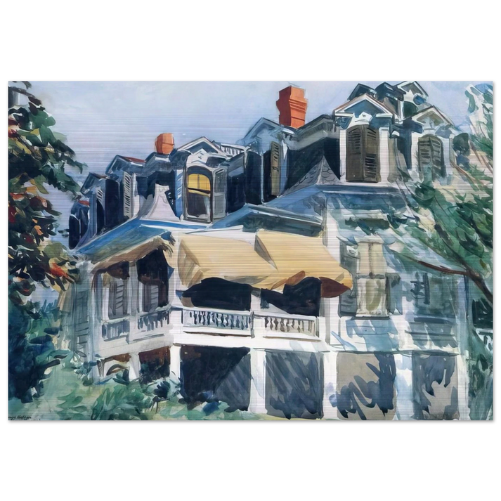 The Mansard Roof - Edward Hopper Brushed Aluminum Print - 70x100 cm / 28x40 inches | Edward Hopper Aluminum Print | Edward Hopper Prints