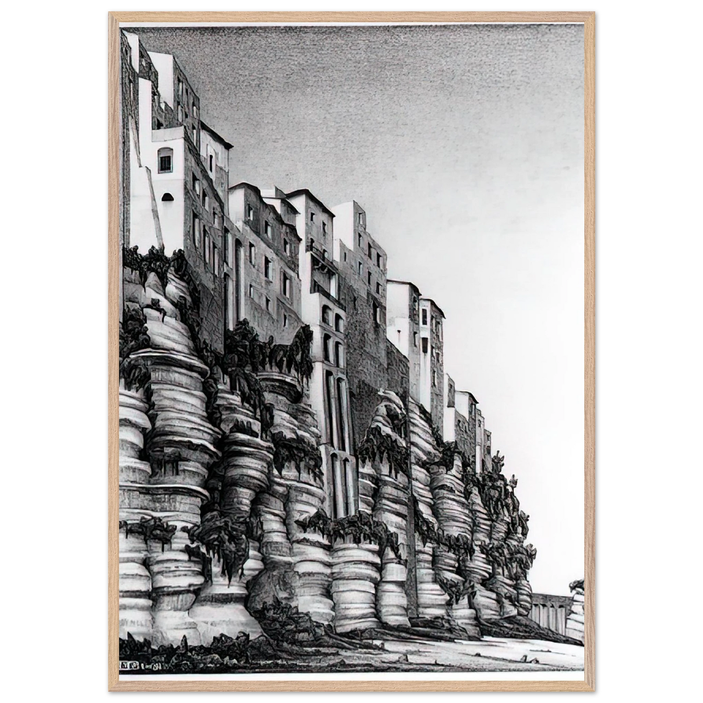 MC Escher - TROPEA CALABRIA Wall art - A3 (29.7 x 42 cm) - Premium Wooden Framed Poster With Fine Art Paper-canvas - Wood frame