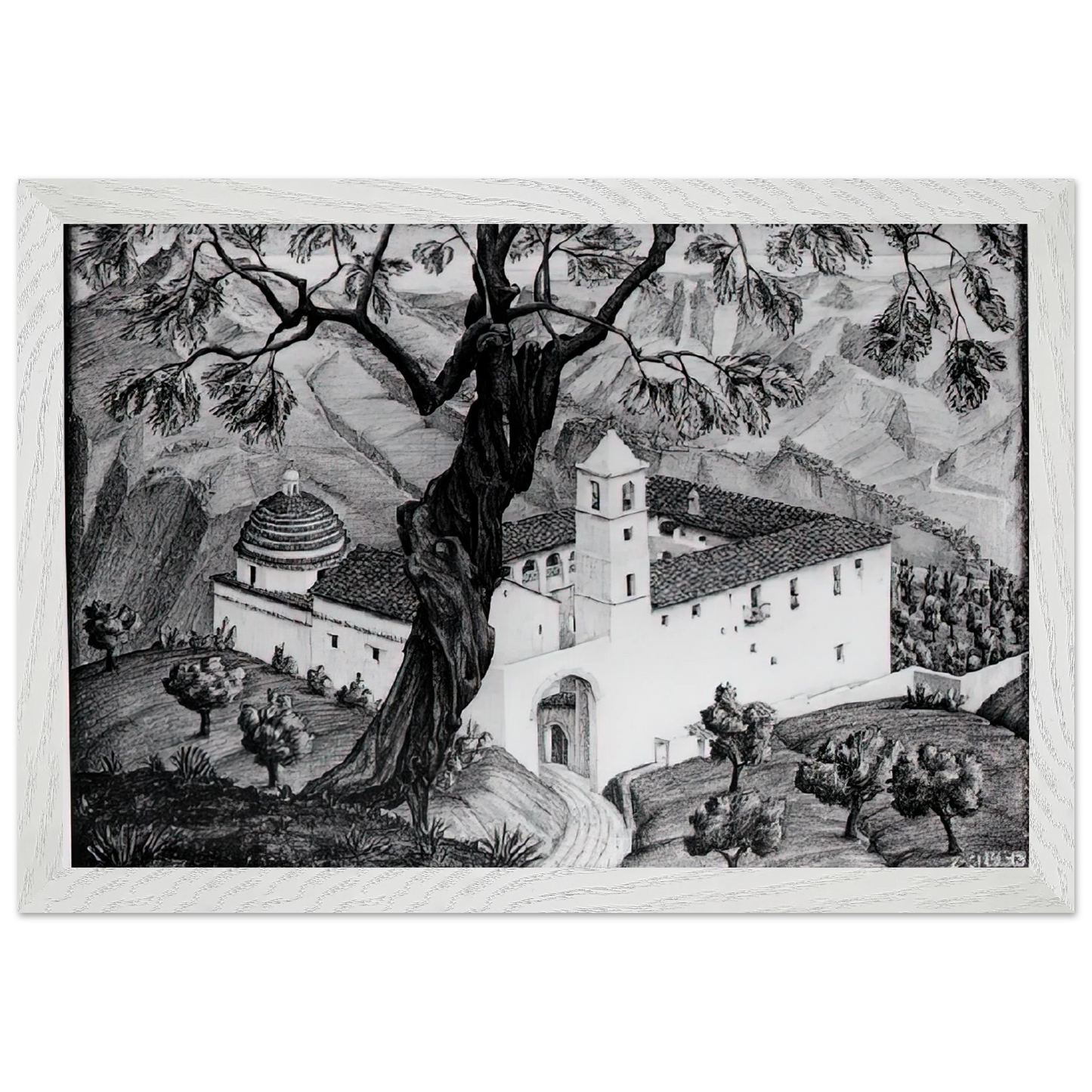 MC Escher - CLOISTER NEAR ROCCA IMPERIALE CALABRIA Wall Art - 30x40 cm / 12x16 inches - Fine Art Poster - -