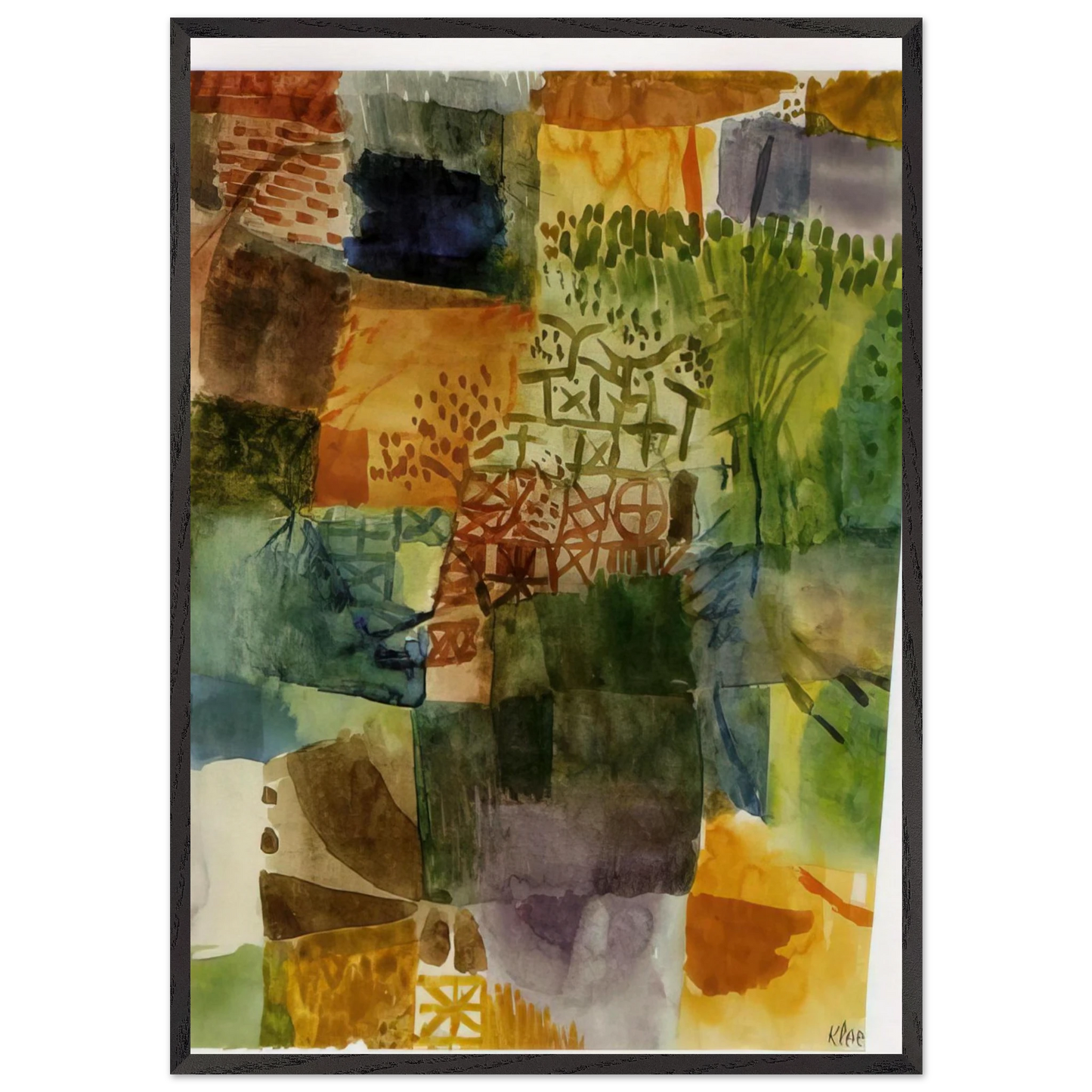 REMEMBRANCE OF A GARDEN 1914 - Paul Klee Framed Art Print – Black Wooden Frame - Default Title - -Framed Art Print